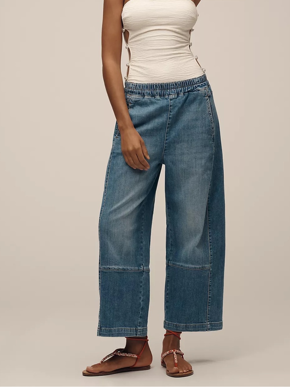 Izzie Relaxed Pull-On Barrel Jeans by Pilcro